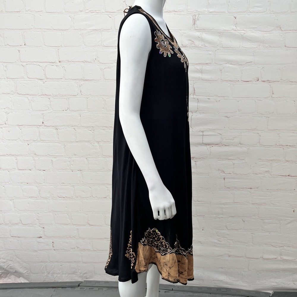 Riviera Sun Batik Embroidered Dress Sundresses for Women Black/Beige Size M - Picture 4 of 14